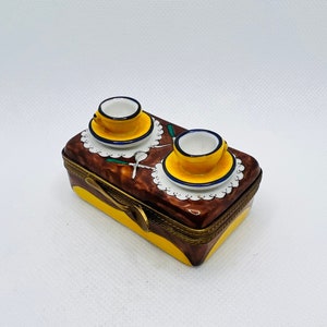 TEA TIME Box ~ Limoges Trinket Box ~ Parry Vielle (PV) ~ Peint main ~ France ~ Rare