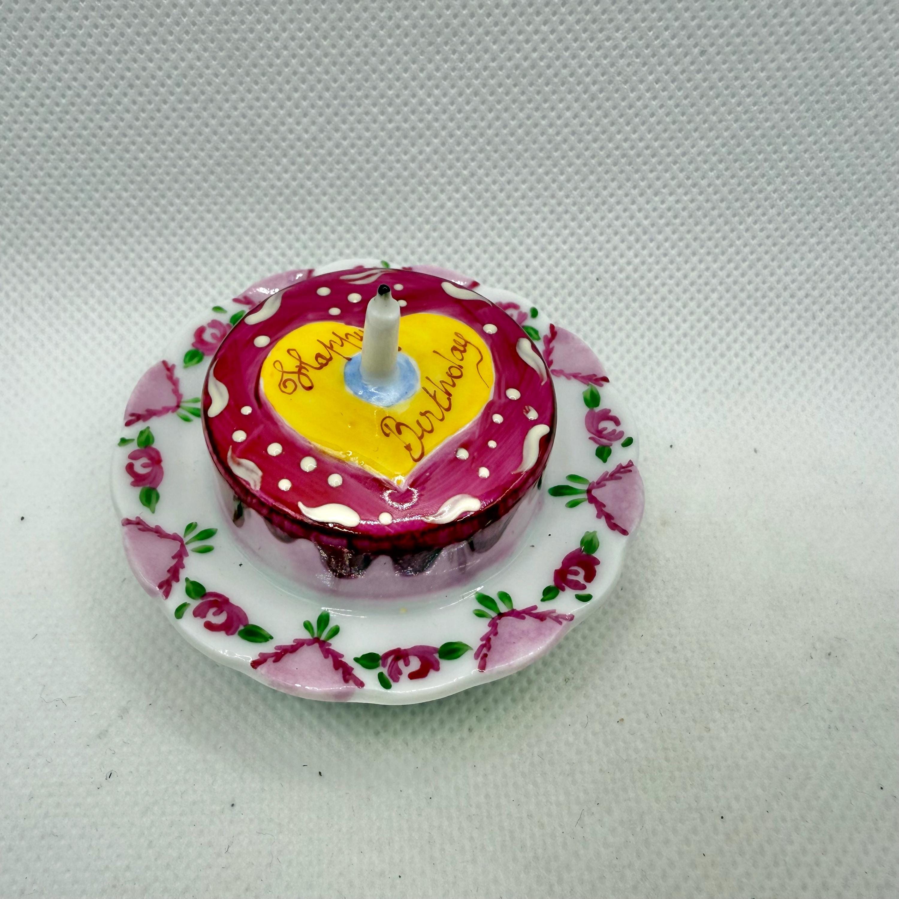 Scrumptious BIRTHDAY CAKE ~ Rochard ~ Limoges Trinket Box ~ Peint