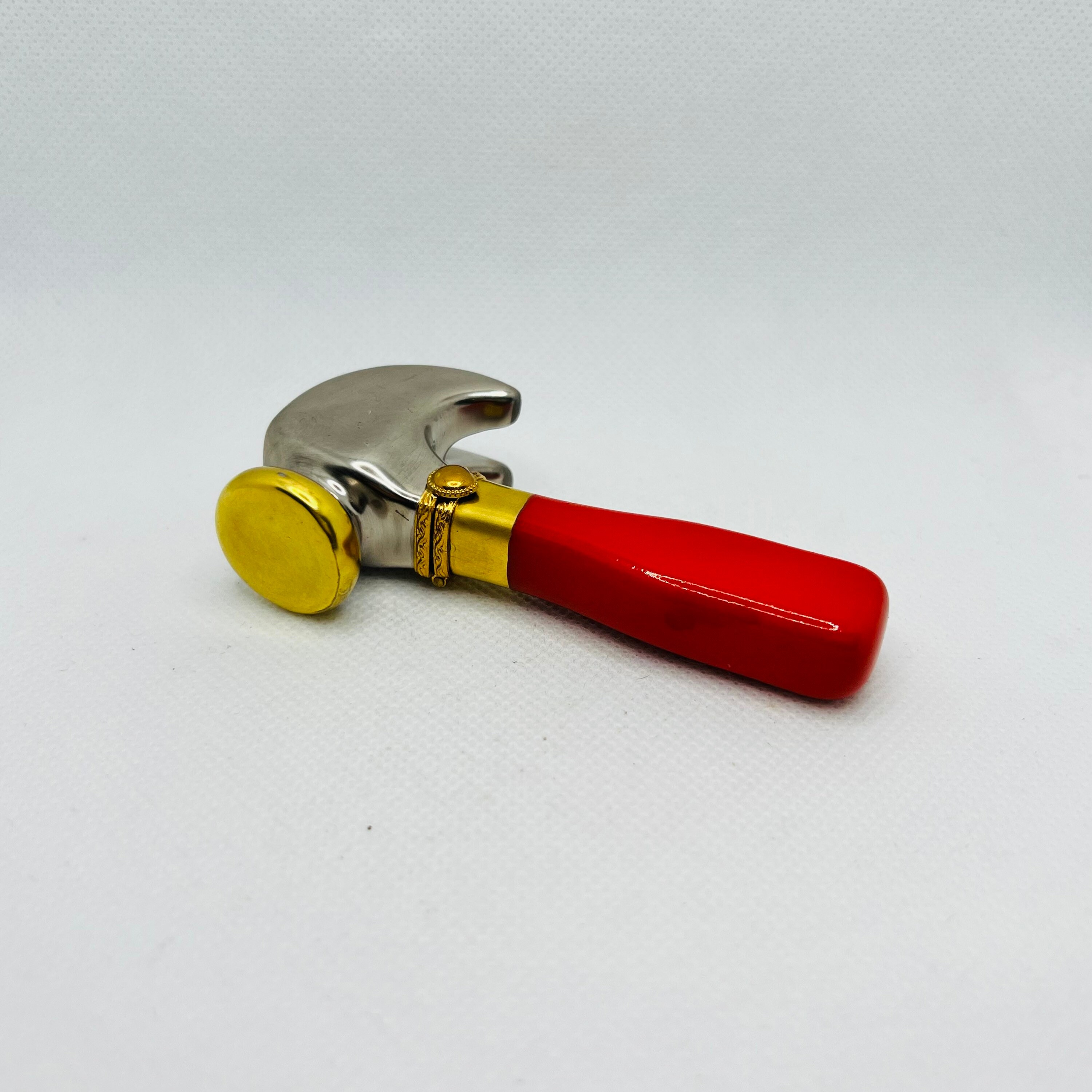CLAW HAMMER w/ Red Handle ~ Limoges Trinket Box ~ Peint main (Hand-Painted) in Limoges, France ~ Rare Vintage Item
