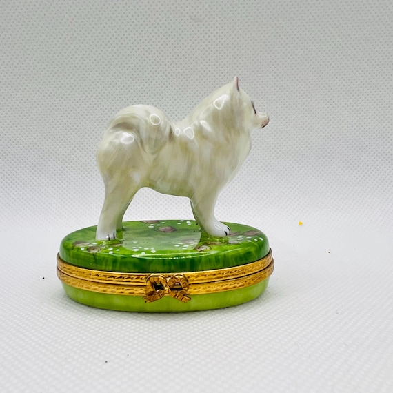 Exquisite SAMOYED ~ Limoges Trinket Box ~ Pierre Arquie ~ Peint