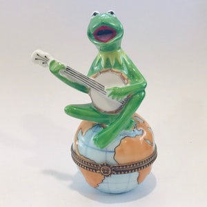 カエルのカーミット ~ リモージュの小物入れ ~ フランス、リモージュの手描き ~ 希少なヴィンテージ品