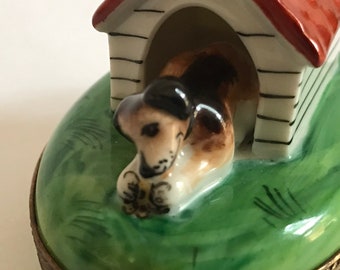 ダルメシアンの子犬と犬小屋 ～ リモージュの小物入れ ～ フランス製 