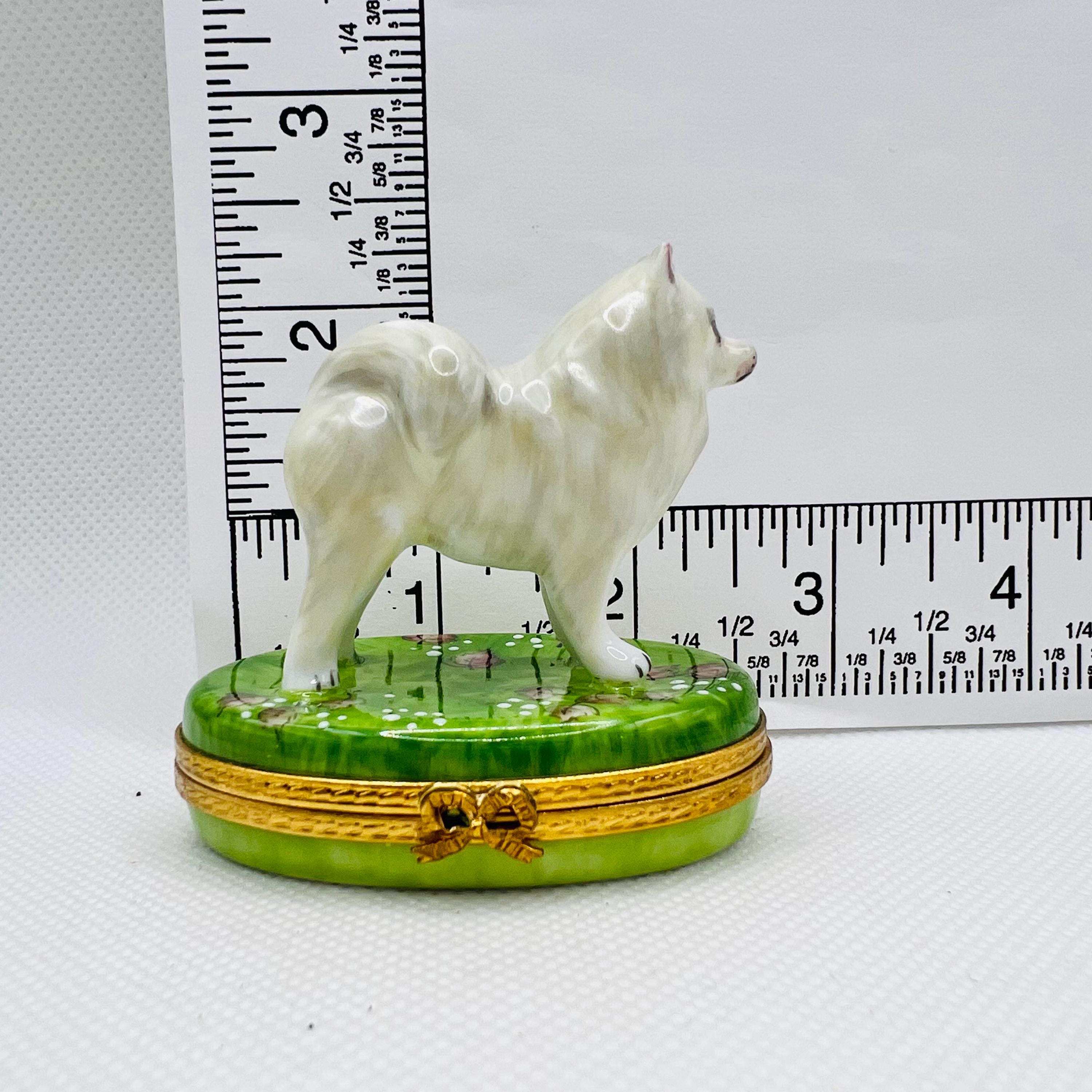 Limoges Box ダルメシアン犬　リモージュボックス　フランス製 Exquisite SAMOYED ~ Limoges Trinket Box ~ Pierre Arquie ~ Peint