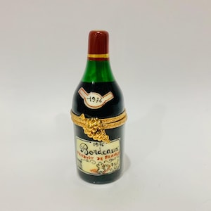 赤ワインボトル（1976年）ボルドー〜リモージュの小物入れ〜フランス、リモージュの手描き〜希少なヴィンテージ品