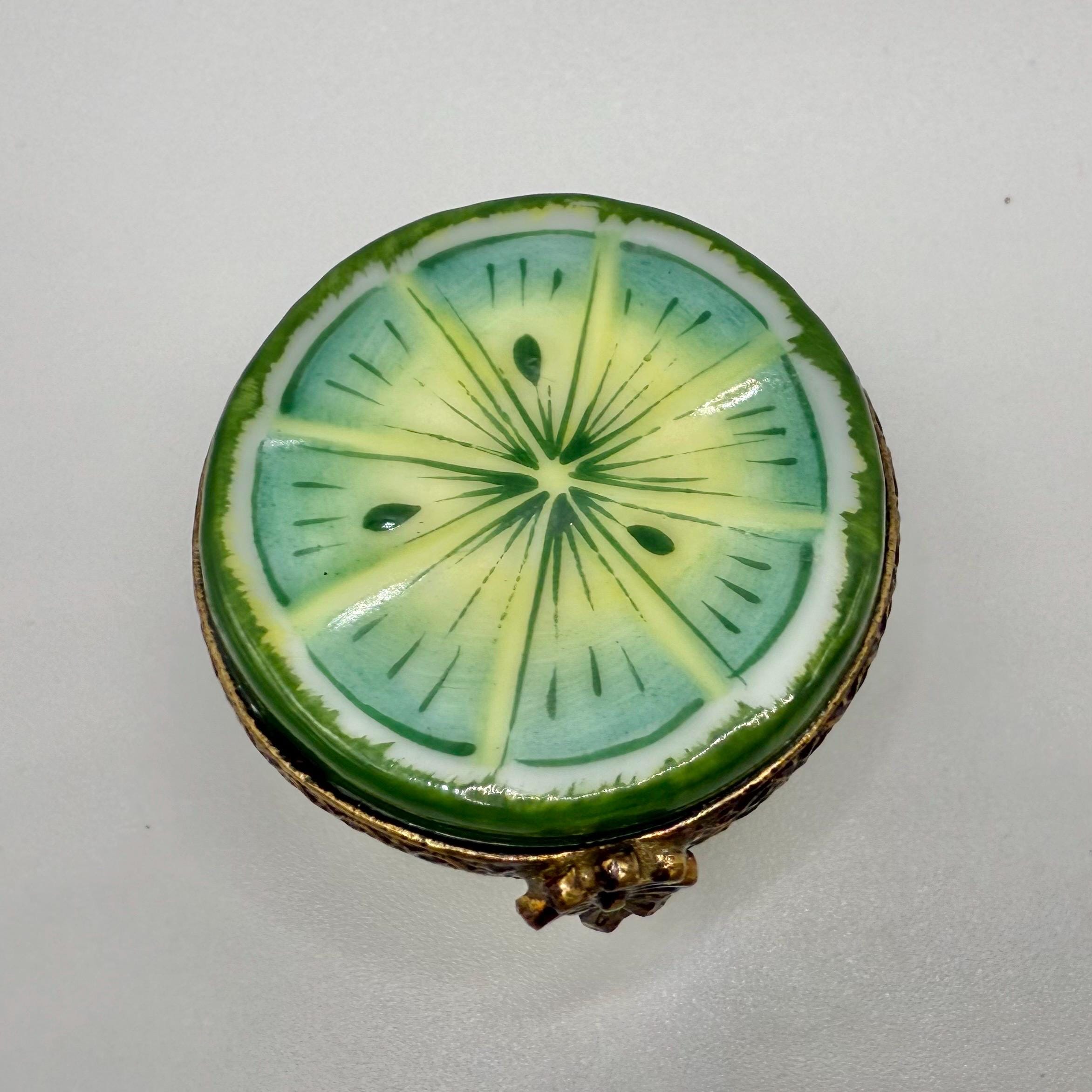 Scrumptious HALF LIME ~ Limoges Trinket Box ~ Peint Main (hand