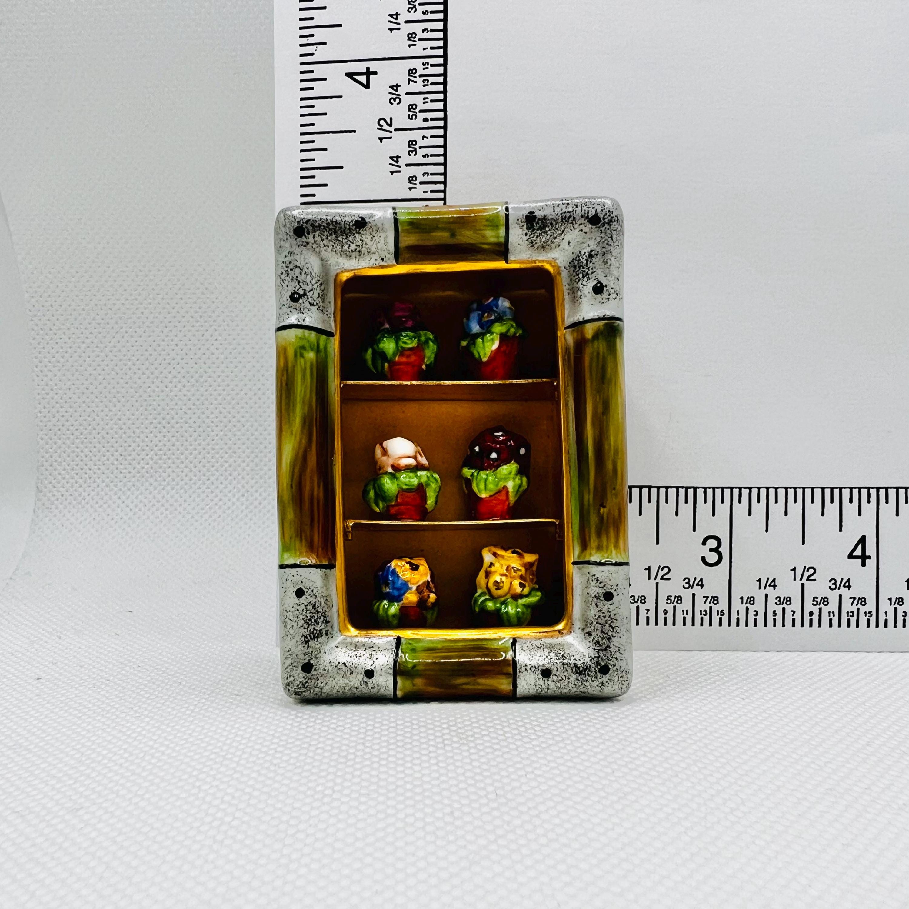 FLOWER Potted Plants in DISPLAY Case ~ Limoges Trinket Box ~ Peint