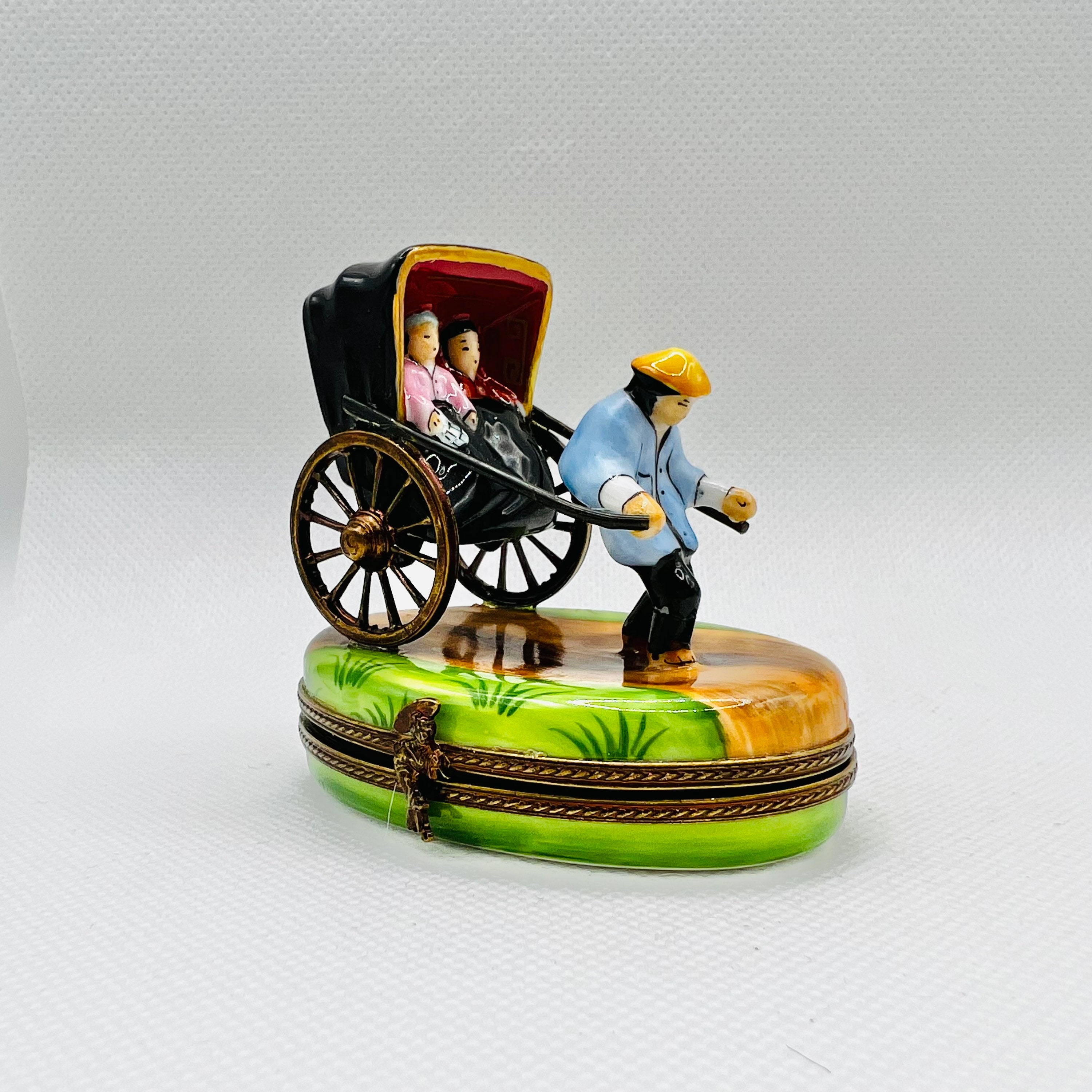 Stunning RICKSHAW ~ ROCHARD ~ Limoges Box ~ Peint Main (hand