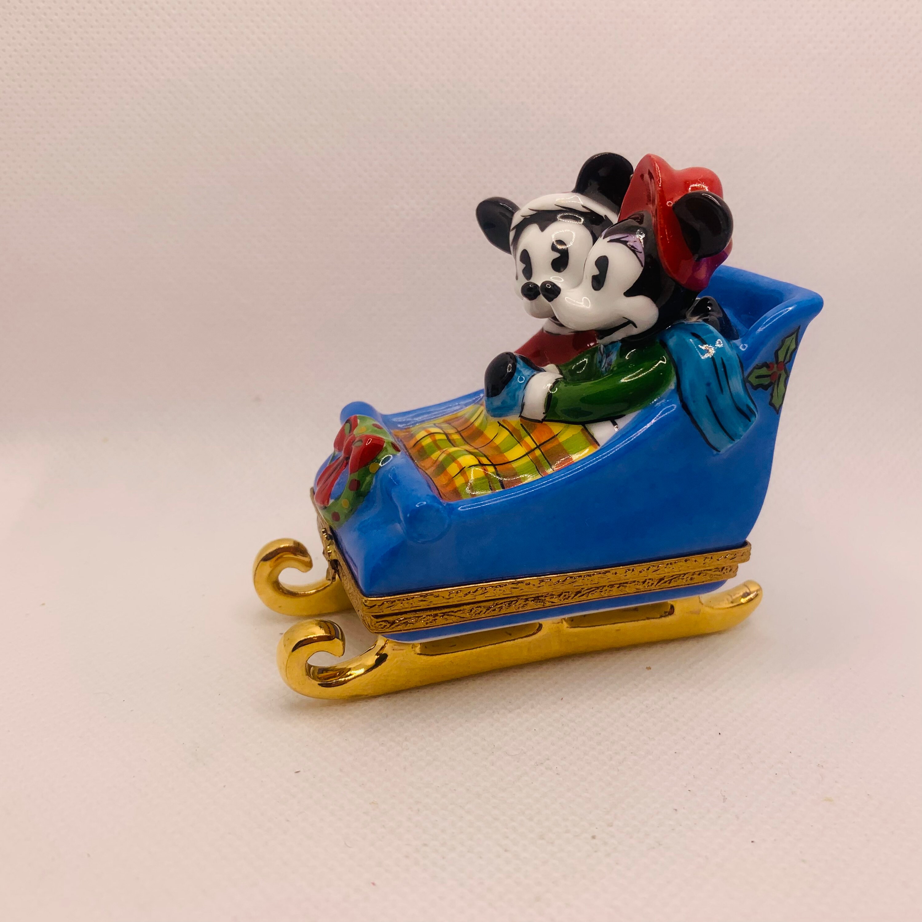 Stunning Mickey and Minnie Mouse on Sleigh ~ ARTORIA ~ Limoges