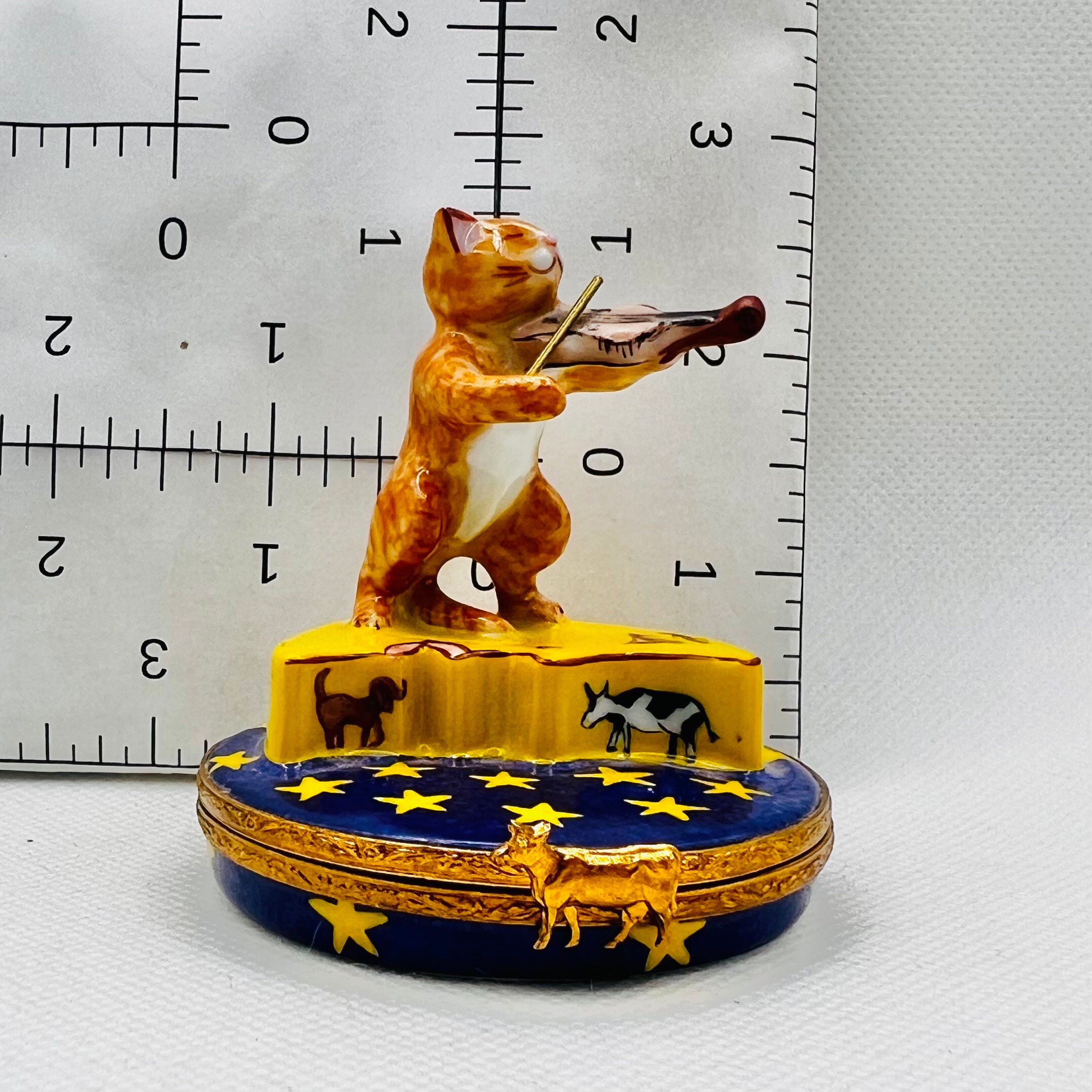 Beautiful CAT and the FIDDLE ~ Limoges Trinket Box ~ Artoria