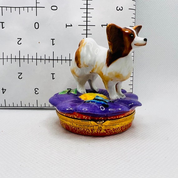 Stunning Limited Edition PAPILLON Dog ~ ARTORIA ~ Limoges Trinket