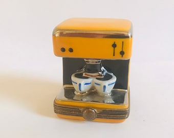 ESPRESSO Coffee Machine ~ Limoges Trinket Box ~ Peint main (Hand-Painted) in Limoges, France