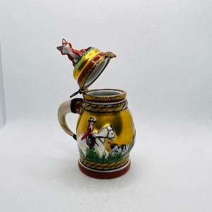 Rare Stunning BEER STEIN w/ Fox ~ Limoges Trinket Box ~ Peint main (Hand-Painted) in Limoges, France ~ Octoberfest