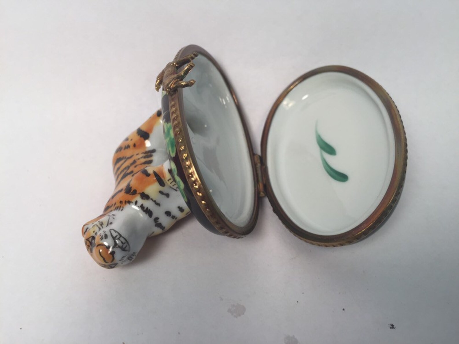 Fantastic TIGER Limoges Trinket Box Rochard Peint Main Etsy