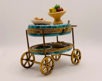 Elegant DESSERT Cart / Room Service Cart ~ SINCLAIR ~ Limoges Box ~ Peint main ~ France ~ Rare ~ Vintage