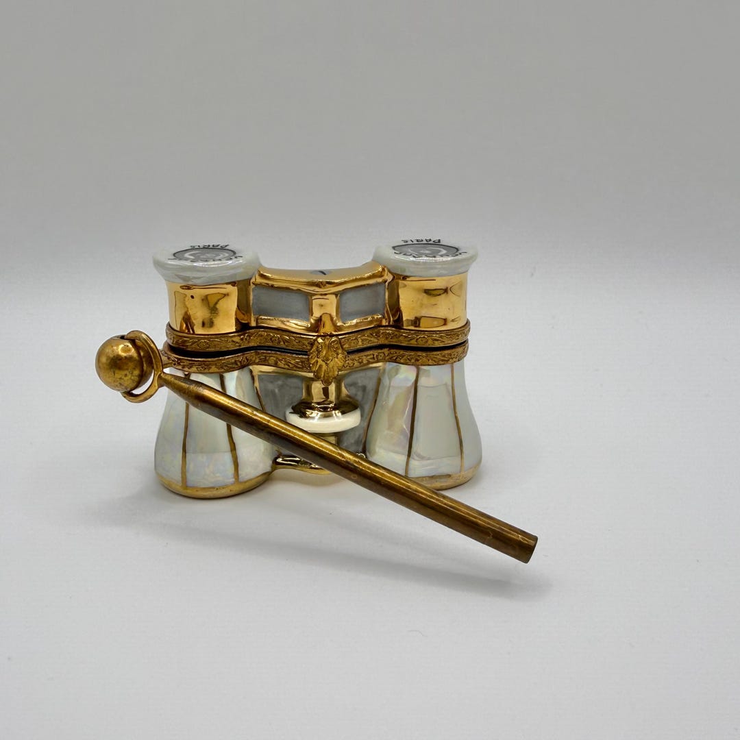 Opera Trinkets Fabulous White Opera Binoculars ~ Limoges Trinket Box ~ Peint Main ...
