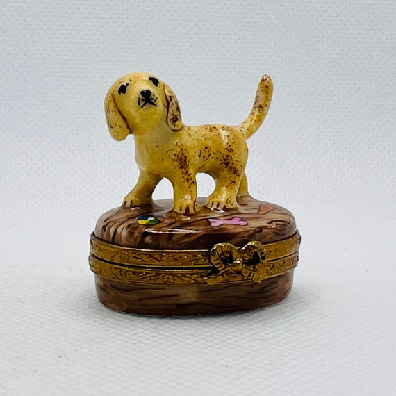 Cutest Golden Retriever Puppy Limoges Trinket Box Peint Etsy