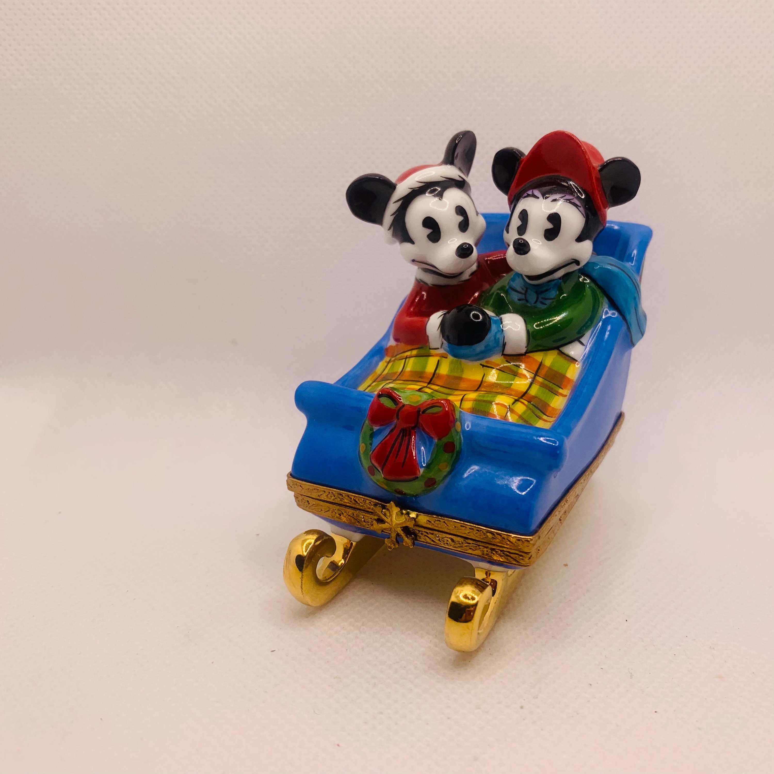 Stunning Mickey and Minnie Mouse on Sleigh ~ ARTORIA ~ Limoges