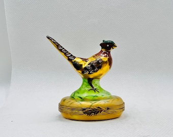 Wunderschöner FASAN ~ Limoges Trinket Box ~ Parry Vielle (PV) ~ Peint main ~ Frankreich ~ Wachtelwildvogel