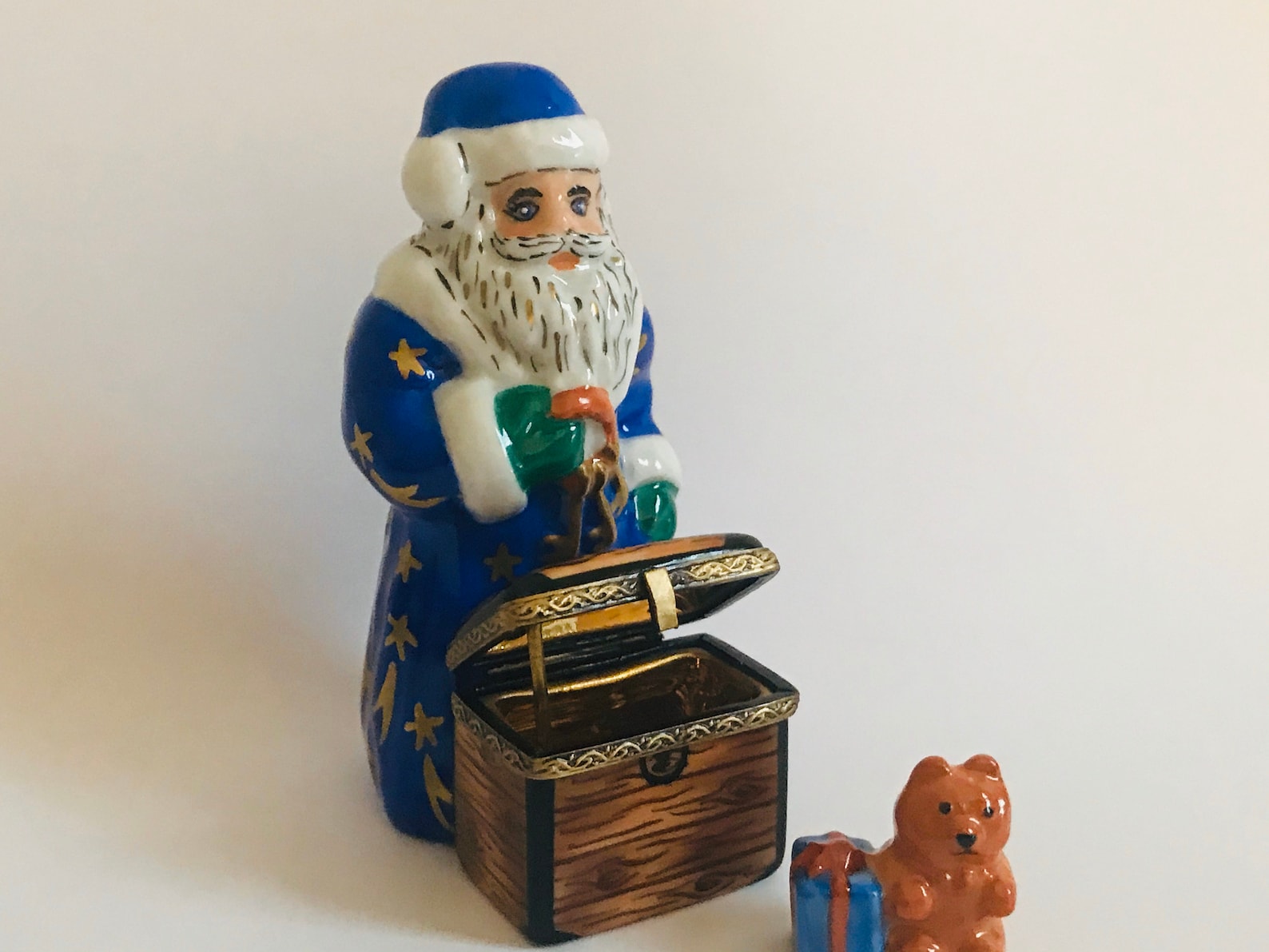 SANTA CLAUS W/ Toy Box and Teddy Bear Limoges Trinket Box - Etsy
