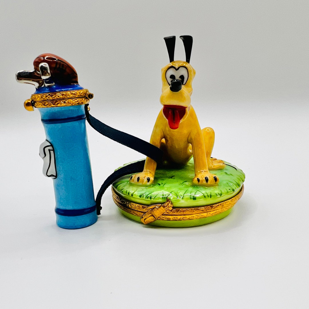 Rare PLUTO W/ Golf Bag ~ Limoges Trinket Box ~ ARTORIA ~ Disney