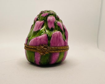 Exquisite “Globe ARTICHOKE” Flower-head!! ~ Limoges Trinket Box ~ Peint main (Hand-Painted) ~ France ~ Rare Fruit Vegetable