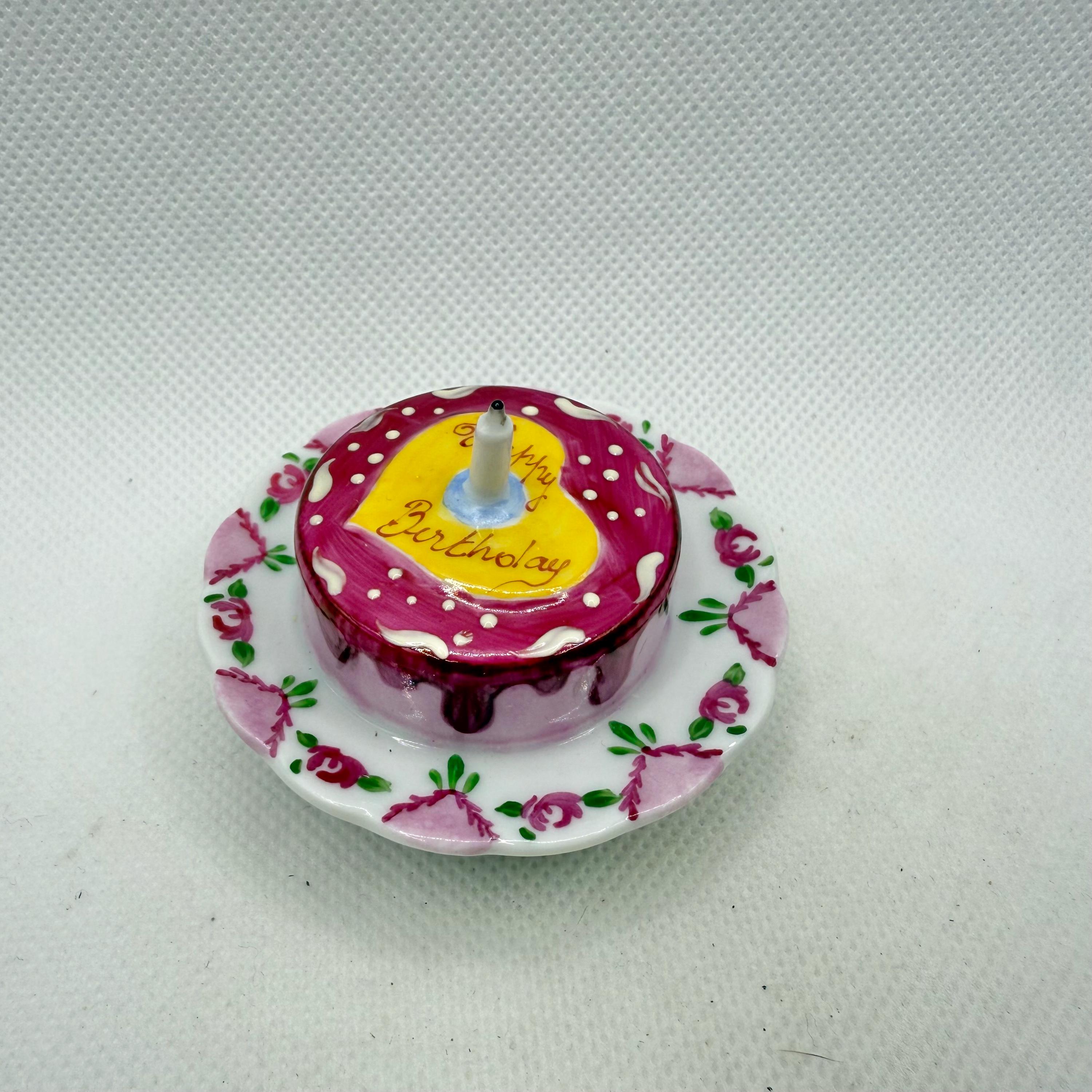 Scrumptious BIRTHDAY CAKE ~ Rochard ~ Limoges Trinket Box ~ Peint