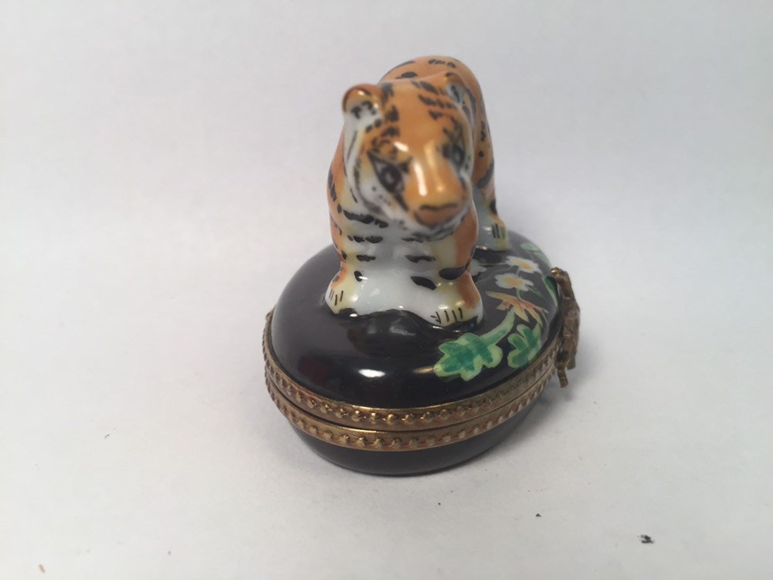 Fantastic TIGER Limoges Trinket Box Rochard Peint Main Etsy