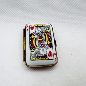 Cartas de Baralho KING OF HEARTS ~ Caixa de Brindes Limoges ~ Pintado à Mão (Pintado à Mão) em Limoges, França