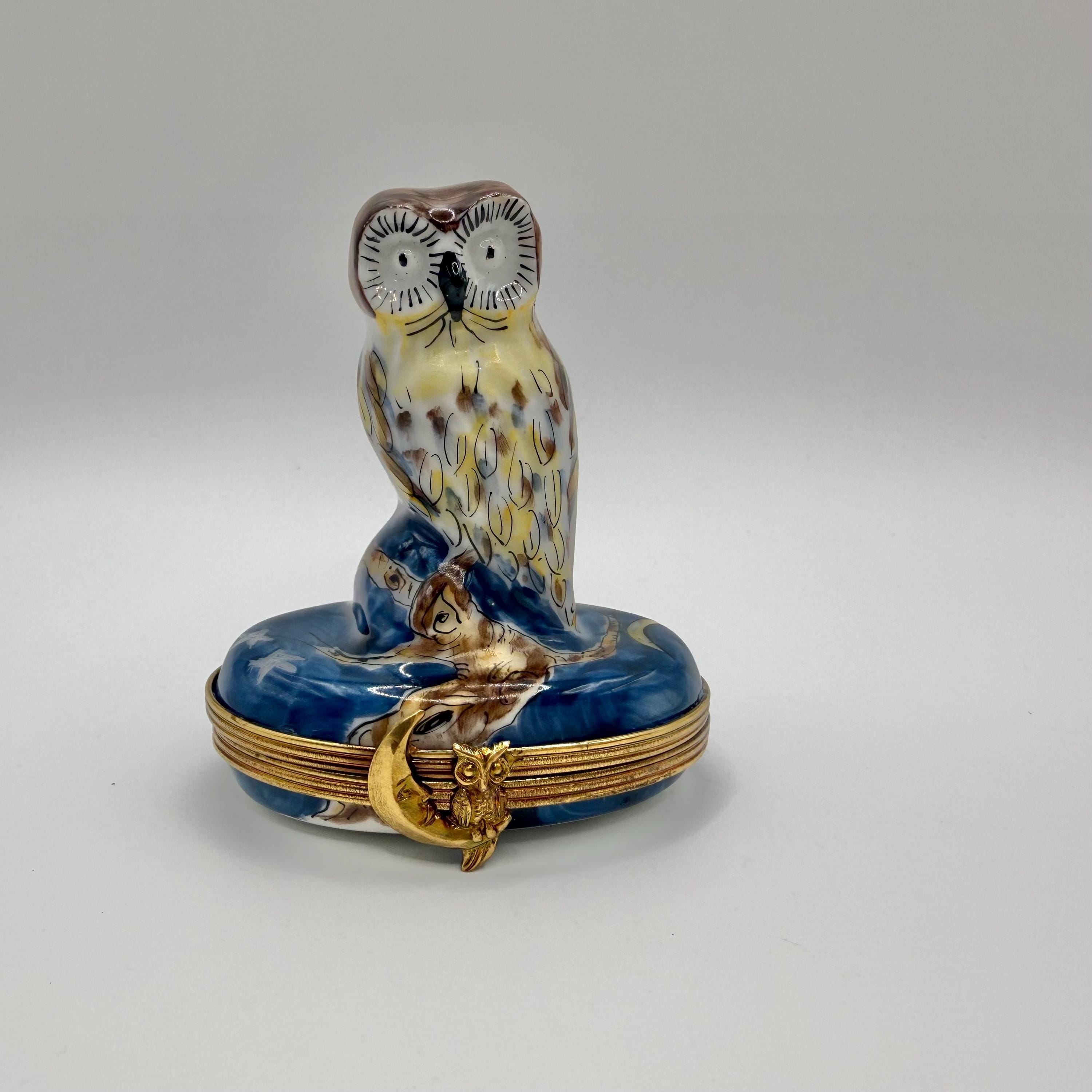 Beautiful Barn Owl ~ ROCHARD ~ Limoges Box ~ Peint Main (hand