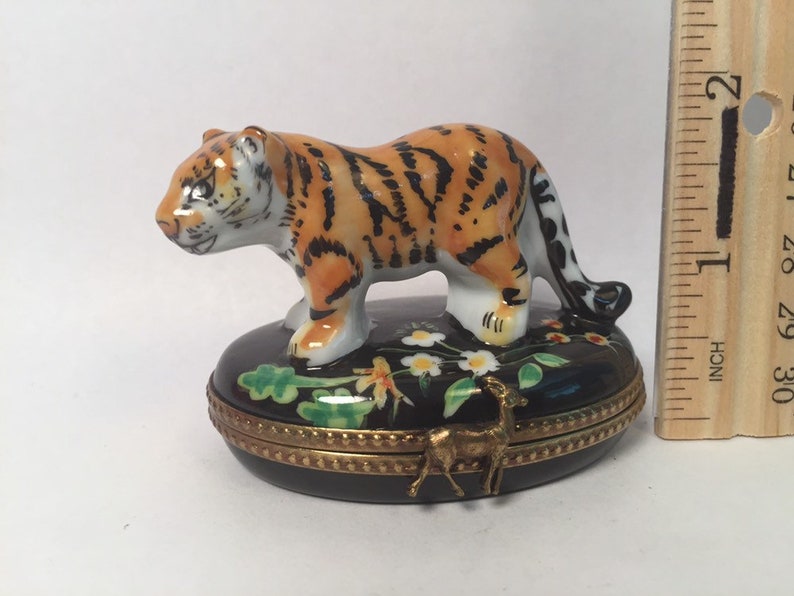 Fantastic TIGER Limoges Trinket Box Rochard Peint Main Etsy