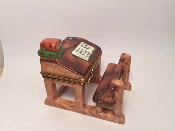 Old Fashioned School Desk Limoges Trinket Box Peint Main Etsy