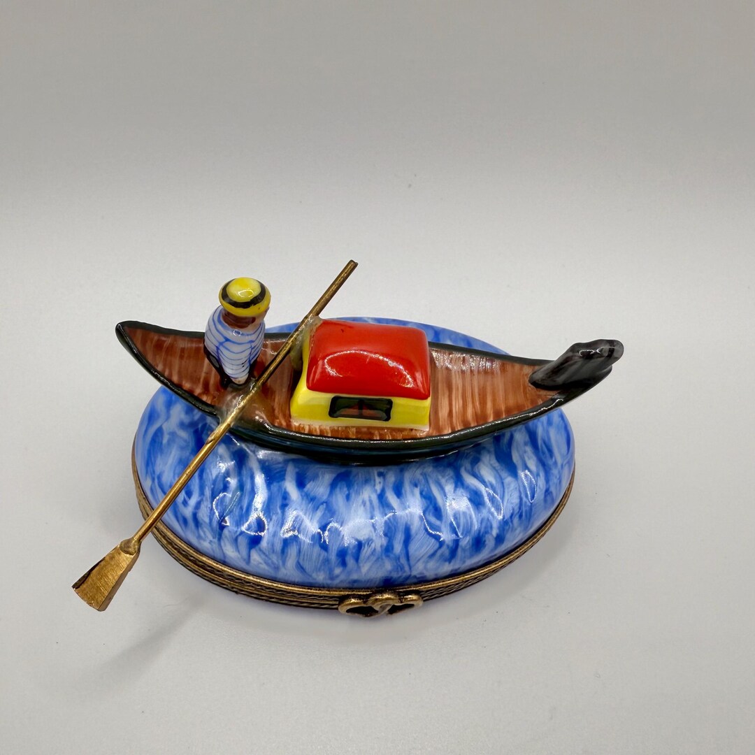Beautiful Venice GONDOLA ~ Limoges Trinket Box ~ Peint Main (hand