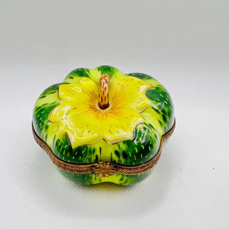 Squash Pumpkin green ROCHARD Limoges Box Peint Main handpainted in