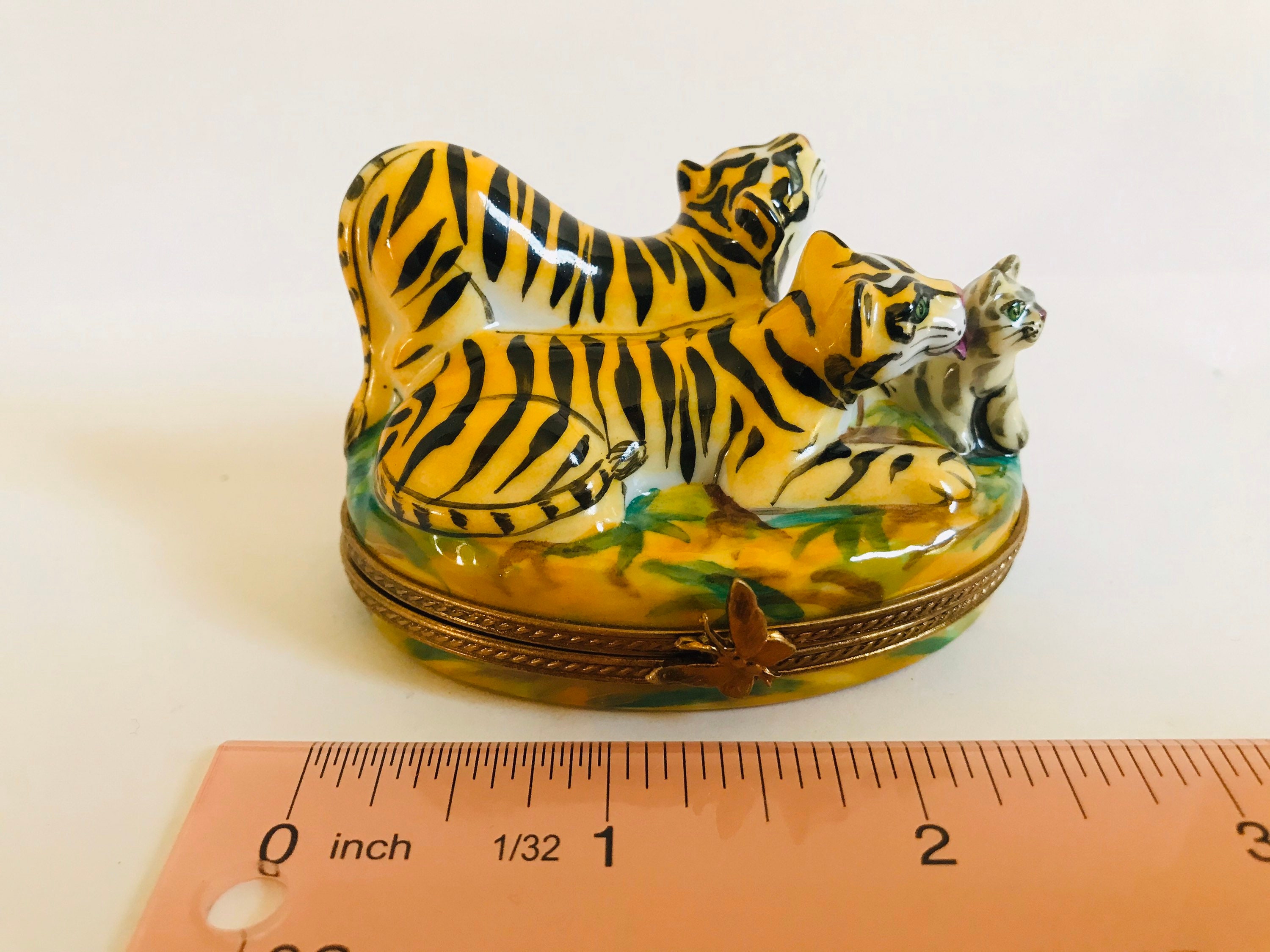 Elegant TIGER FAMILY Limoges Trinket Box Peint main Etsy