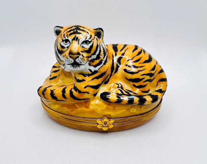 Stunning Artoria BENGAL TIGER Limoges Trinket Box Peint Main France Etsy