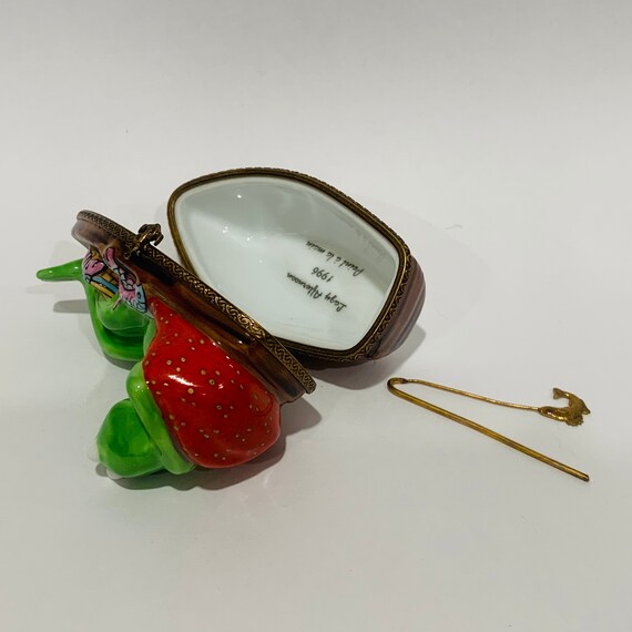 KERMIT the FROG W/ Fishing Rod ~ Bernardaud ~ Limoges Trinket Box