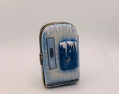 Blue Refrigerator Limoges Trinket Box Peint main (Hand-Painted) in Limoges, France Rare Vintage Item