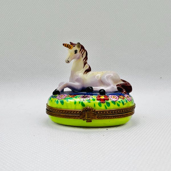 MOST Beautiful UNICORN ~ Limoges Trinket Box ~ Parry Vielle (PV) ~ Peint main ~ France ~ Rare