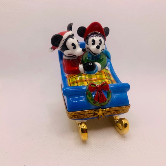 Stunning Mickey and Minnie Mouse on Sleigh ~ ARTORIA ~ Limoges