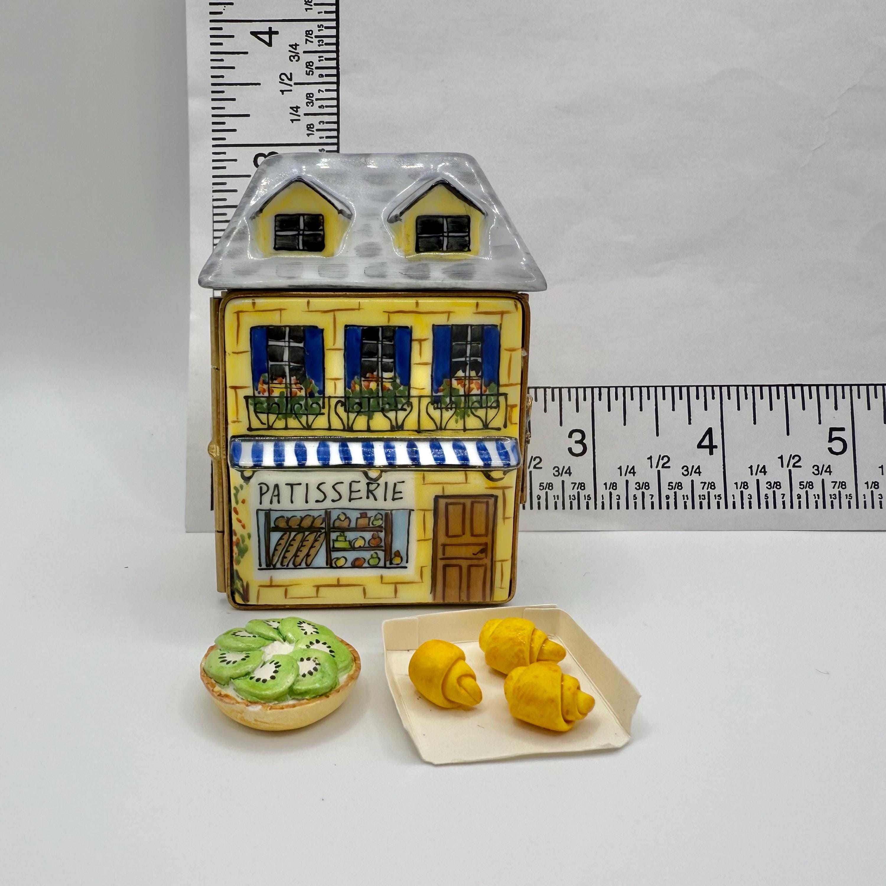 Patisserie W/ CROISSANTS and KIWI TART ~ Limoges Trinket Box