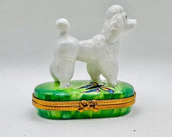 Stunning White POODLE ~ Limoges Trinket Box ~ Pierre Arquie