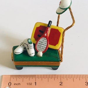 テニス用具カート〜リモージュの小物入れ〜フランス、リモージュの手描きのペイント〜スポーツカントリークラブ