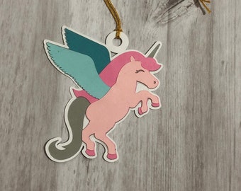 Unique Unicorn Ornament or Gift Tag - Handmade - Colors Vary - See Listing for Exact Item to Purchase