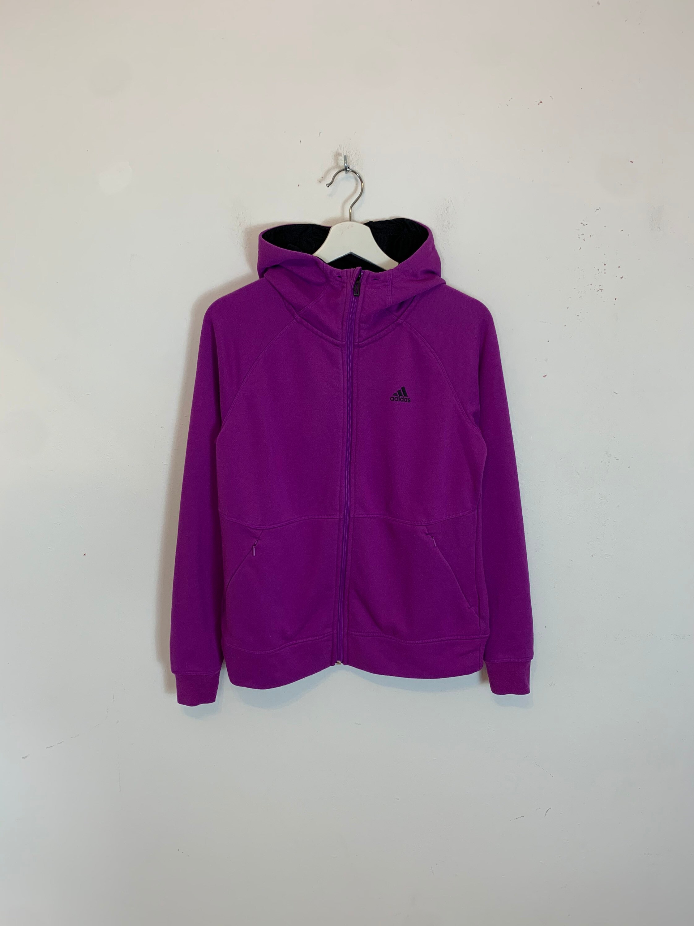 Image of Women's Adidas Climalite Full-Zip Hoodie Hooded Jacket Top Purple Uk Size