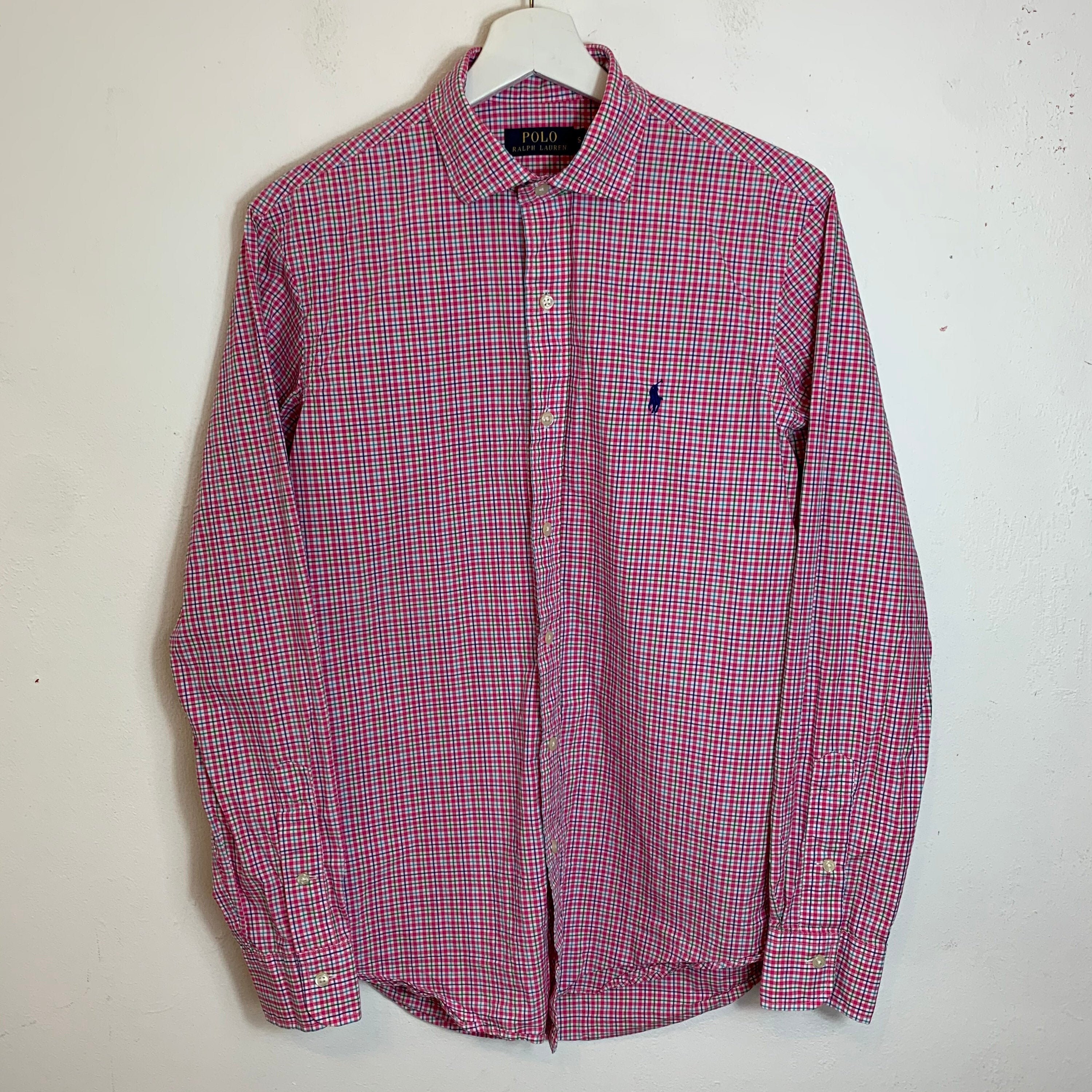 Image of Men's Polo Ralph Lauren Checked Long Sleeve Casual Shirt Pink Uk Size S Small