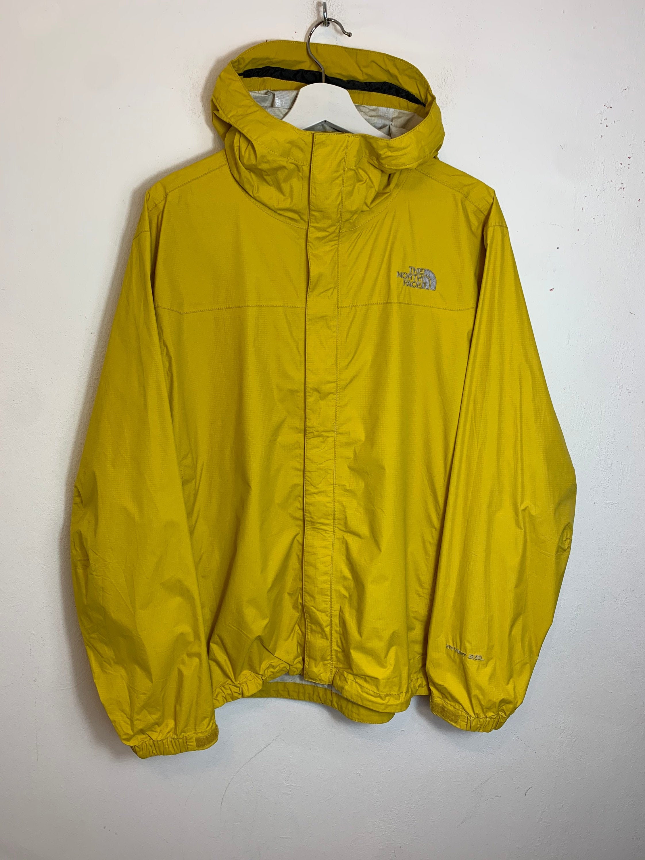 Image of Men's The North Face Hyvent Hooded Raincoat Jacket Yellow Uk Size L Large