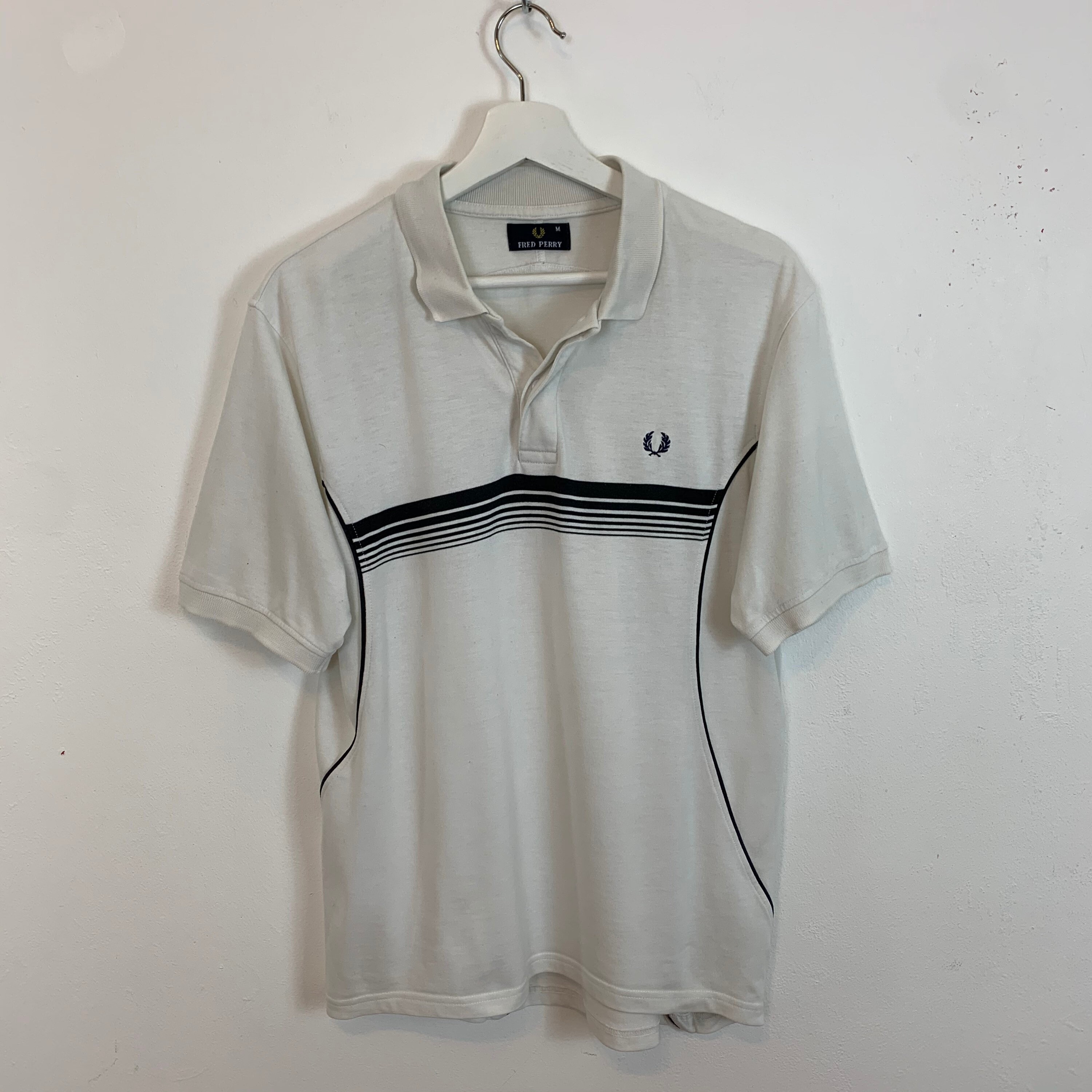 Image of Men's Vintage 90S Fred Perry Short Sleeve Polo Shirt Top T-Shirt White Uk Medium