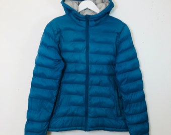 Mountain Warehouse Puffer Jacket Puffa Coat Hoodie Hooded Teal UK Size 12