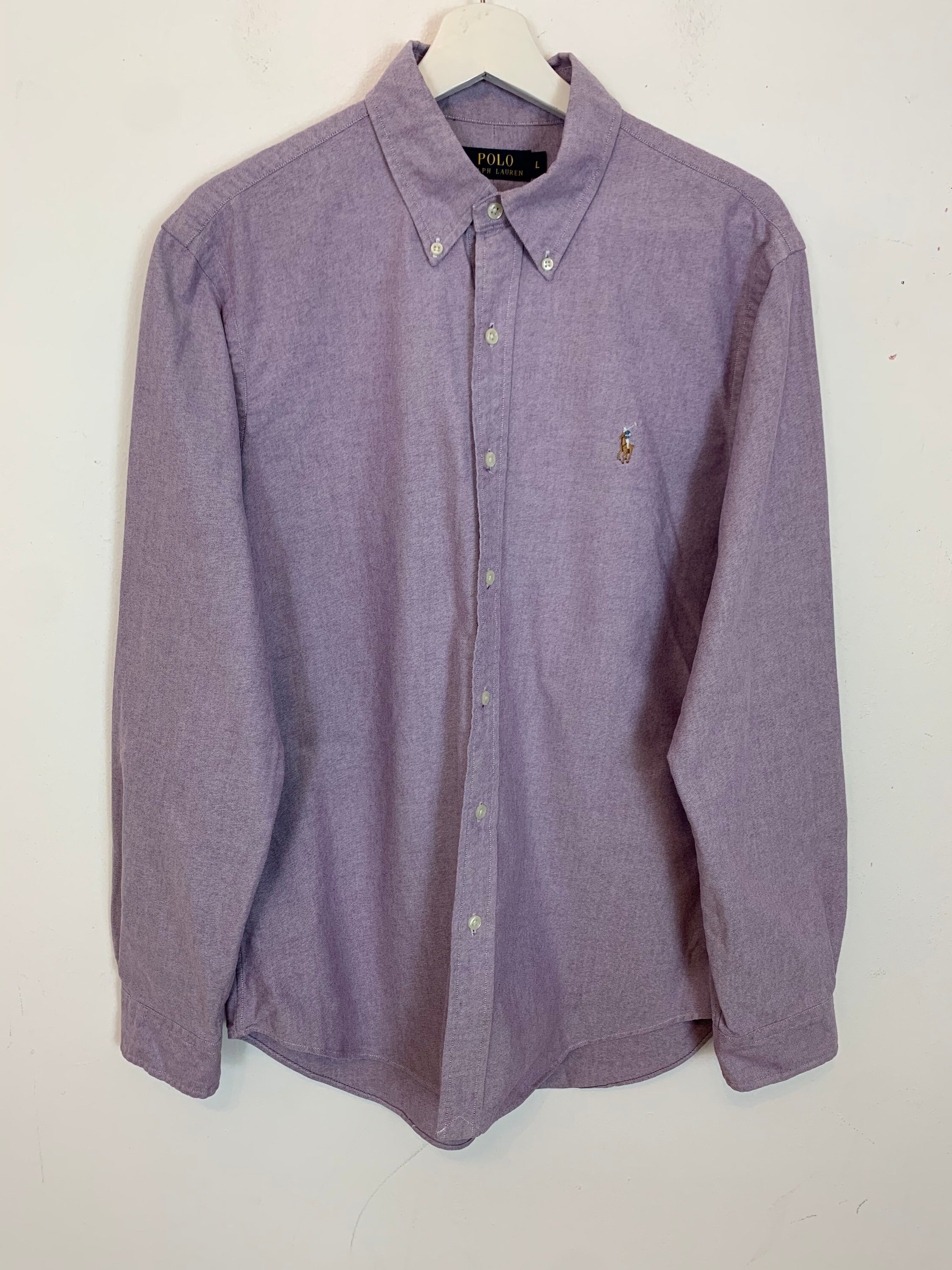 Image of Men's Polo Ralph Lauren Long Sleeve Casual Shirt Lavender Purple Uk Size L Large