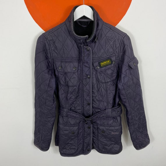 Women's Barbour International Quilted Belted Jacket Purple UK Size 14